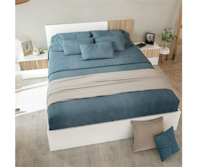 Cabecero con mesitas Ethna Natural/ Branco
