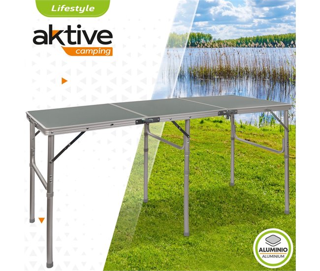 Mesa de campismo dobrável Aktive Cinza