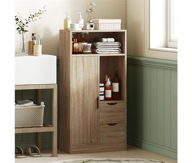 Armário Casa de Banho Melamina de Madeira HOMCOM 50 Castanho