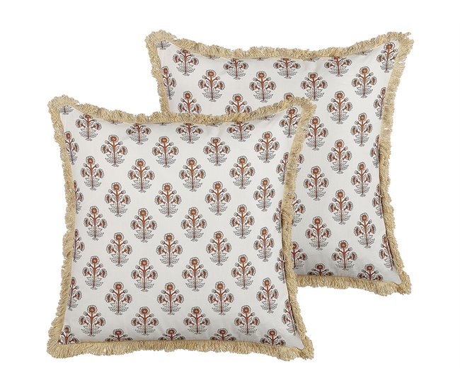 Beliani Almofada decorativa OMORIKA Bege