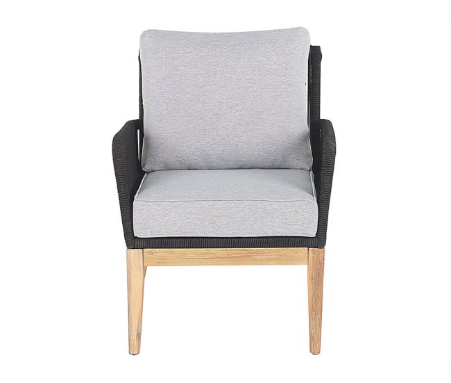 Beliani Conjunto lounge Madeira de acácia MERANO Branco/ Bege