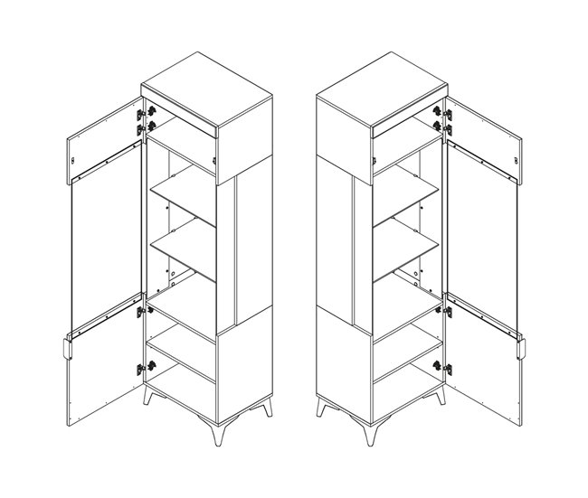 Vitrina LED de 1 porta Ruben 53 Madeira