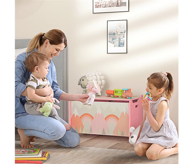 Baú de Brinquedos MDF ZONEKIZ 37 Rosa