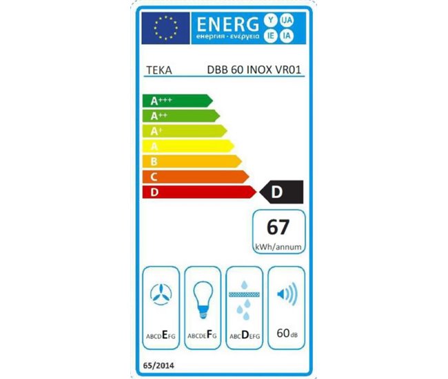 Exaustor chaminé TEKA DBB60 IX 380 m3/h Classe D Cinza