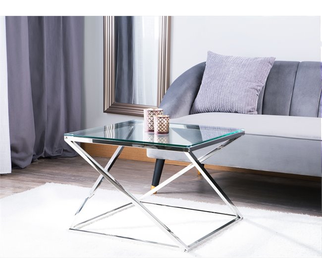 Beliani Mesa de centro BEVERLY 60x60 Cinza