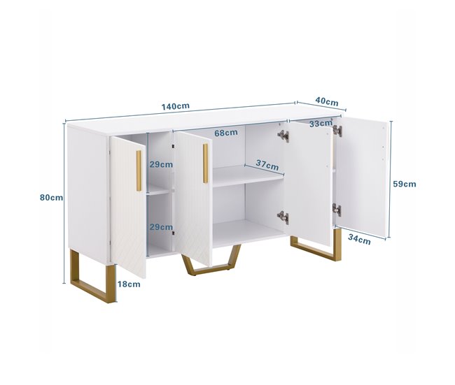 Aparador de mdf com 4 portas Branco