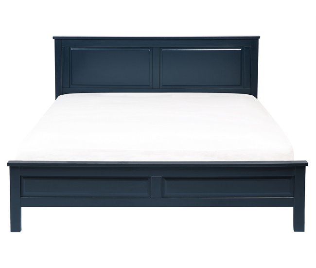 Beliani Cama com estrado Pinho OLIVET 168x208 Azul