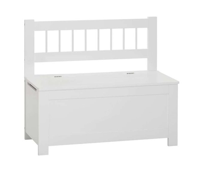 Baú de quarto infantil com tampa organizadora de brinquedos Branco