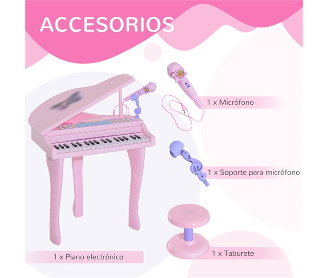 Piano para Crianças ABS HOMCOM Rosa