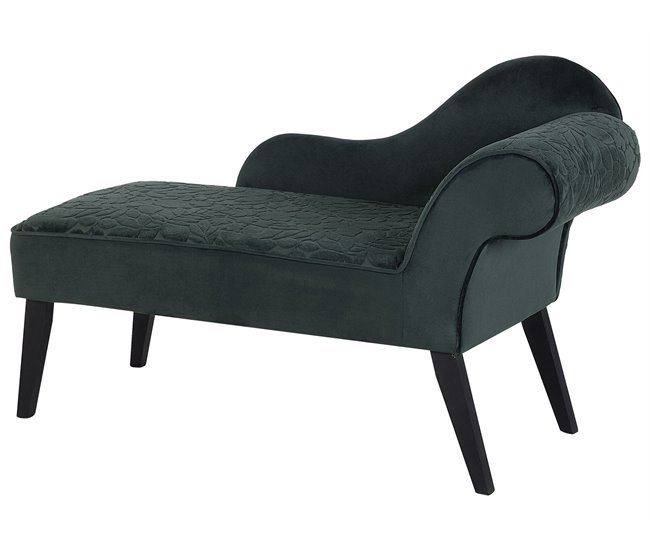 Beliani Chaise longue versão à direita Veludo BIARRITZ Verde Escuro