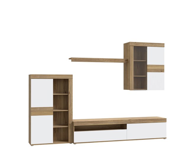 Compacto de TV 279,9cm carvalho e branco MELIDES Branco/ Madeira