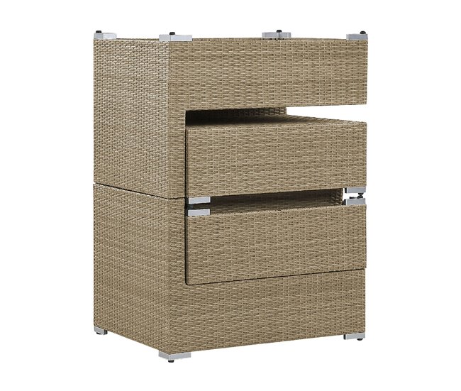 Beliani Conjunto lounge Ratan sintético NOTO Branco/ Bege
