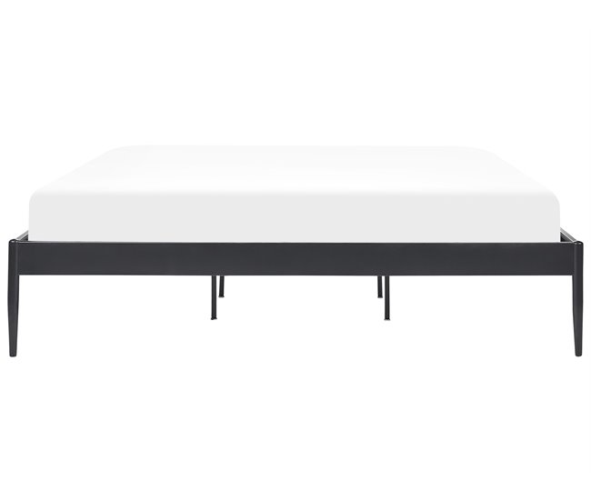 Beliani Cama com estrado Aço VAURS 187x206 Branco