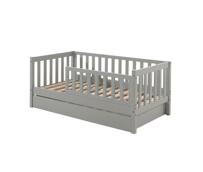 Cama Vipack Tod incluindo estrado e gaveta Cinza