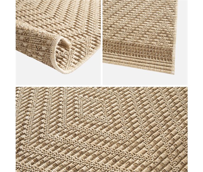 Tapete interior/exterior boémio efeito juta cor natural Douglas 230x160 Bege