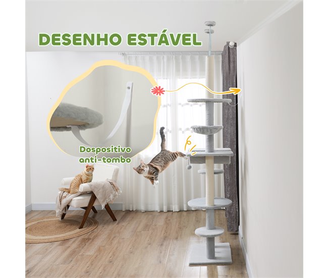 Arranhador para Gatos Aglomerado, Pelúcia e Corda de Algodão Cinza