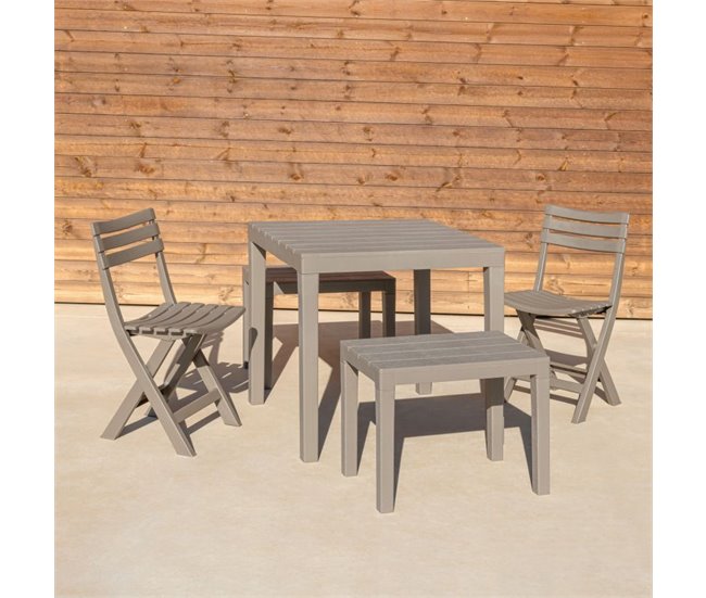 Banco de exterior Nailu 39x60 Castanho