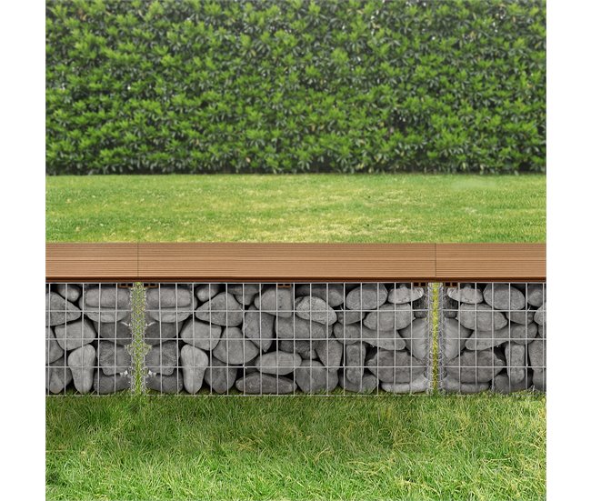Banco de jardim gabião Friesland WPC 90x25 Castanho Claro
