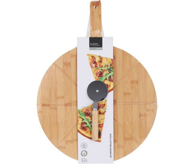 WELL HOME - Conjunto de corte de pizza de 2 peças Natural