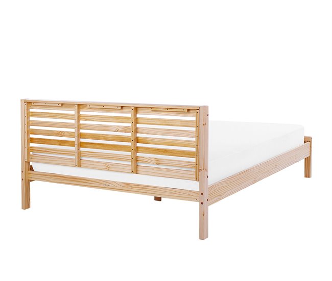 Beliani Cama com estrado Madeira de seringueira CARNAC Castanho