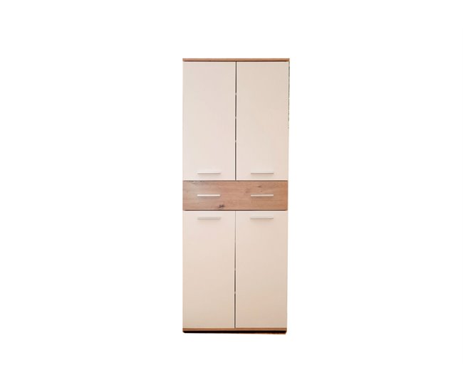 Sapateira JACKY 4 portas 1 gaveta Branco/ Madeira