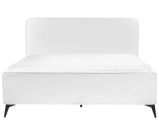 Beliani Cama com estrado Bouclé VALOGNES 172x220 Branco