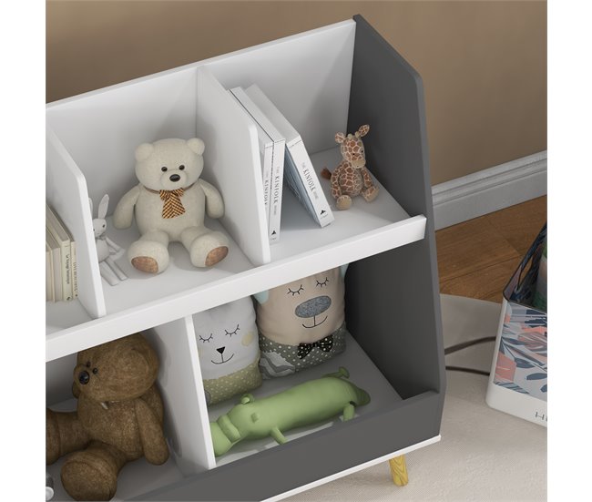 Estante Infantil para Brinquedos Cinza