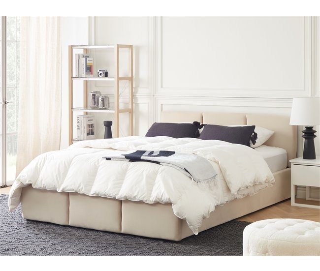 Beliani Cama baú Veludo BOUSSE 151x219 Bege