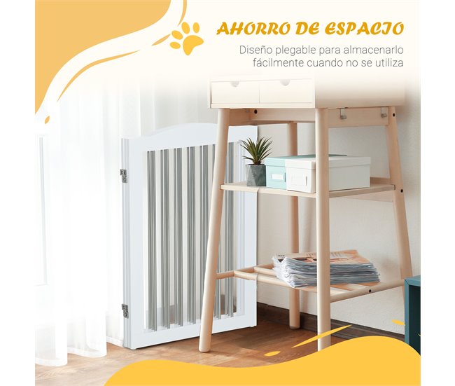 Barreira de Segurança para Animais de Estimação MDF e Aço PawHut Branco