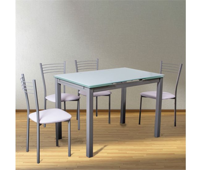 Conjunto de 4 cadeiras de cozinha Chef Branco/cinza