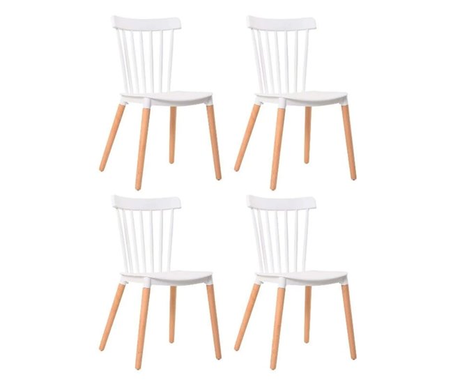 Pacote de 4 cadeiras Alna para sala de estar, sala de jantar, cozinha Branco/ Madeira