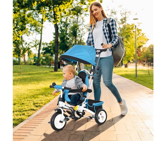 Triciclo para Bebés metal, plástico PP e tecido de poliéster Azul