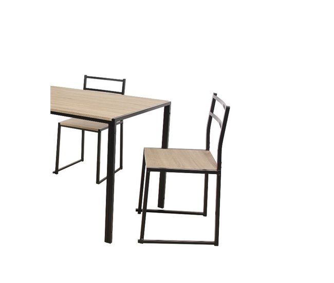Conjunto de Mesa e 4 Cadeiras SIDNEY Preto/ Madeira