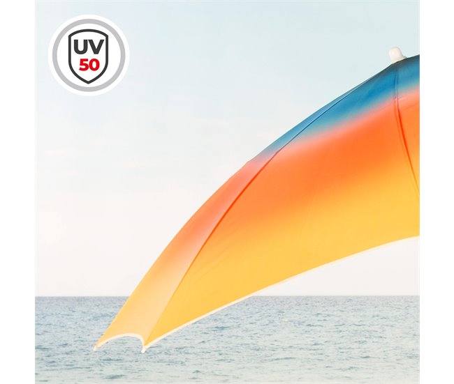 Aktive Guarda-sol de praia 8 varetas inclinável 180x180 Multicor