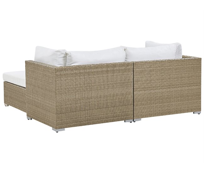 Beliani Conjunto lounge Ratan sintético NOTO Branco/ Bege