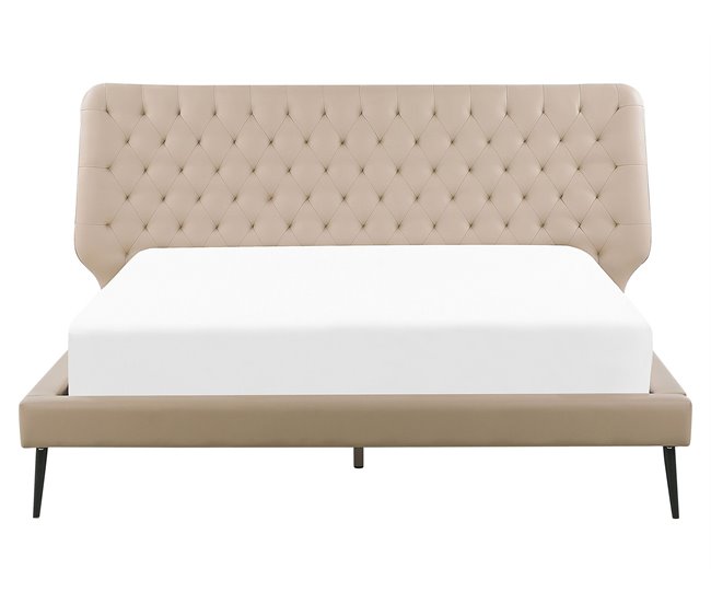 Beliani Cama com estrado Pele sintética ESSONNE 219x208 Bege