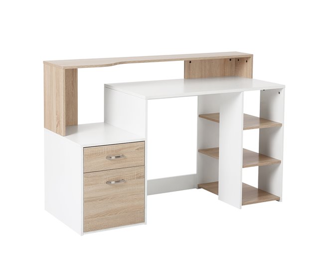 Secretária MDF HOMCOM, escritório - secretárias 137x55 Amarelo