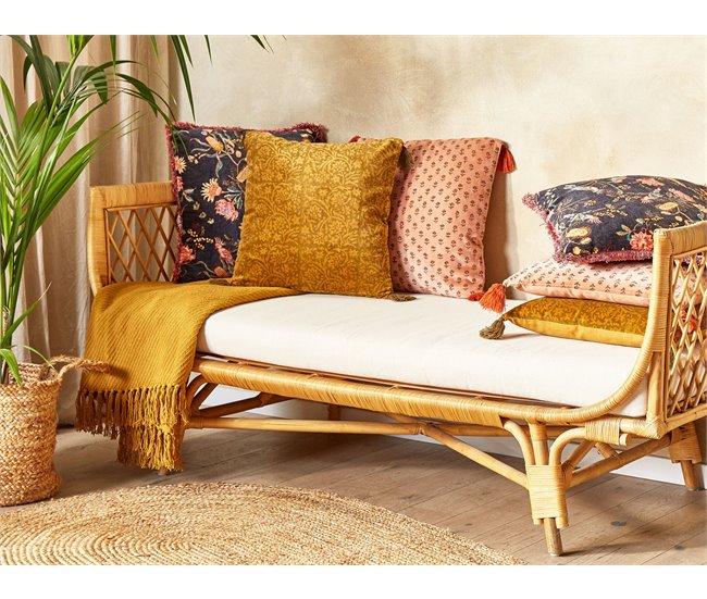 Beliani Almofada decorativa RHEUM Mostarda