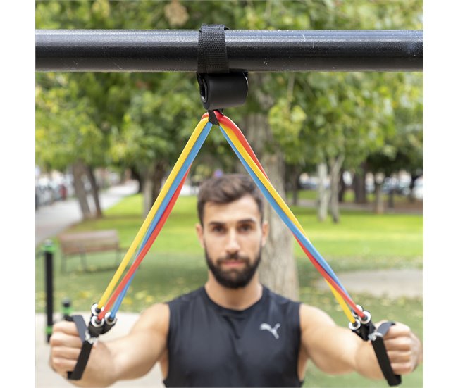Conjunto de Elásticos de Resistência com Acessórios e Guia de Exercícios Multicor