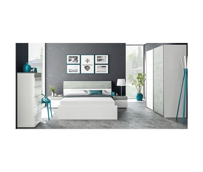 Conjunto de cabeceira e mesa de cabeceira Tekkan Branco