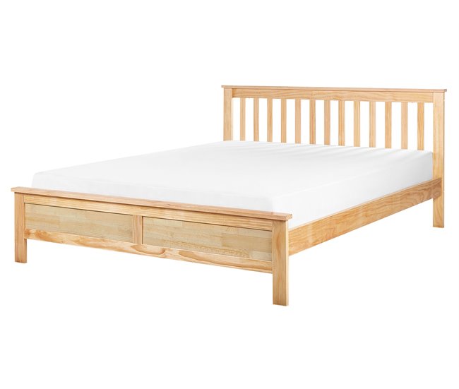 Beliani Cama com estrado Pinho MAYENNE 169x208 Castanho