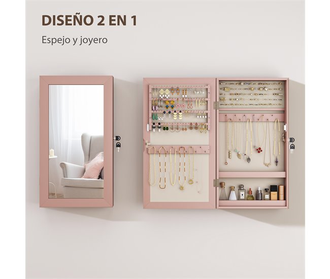 Armário para Joias de Parede MDF HOMCOM, casa - decoração Cru