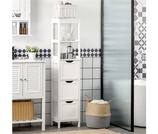 Armário Auxiliar Casa de Banho MDF HOMCOM, casa - casa de banho Branco