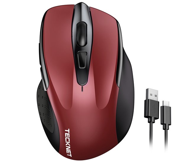 Tecknet tk-ms009 rato sem fios ergonómico 6 dpi clic silencioso usb