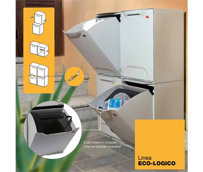 WELL HOME Lixeira de polipropileno cinza, tanque de 20L Branco