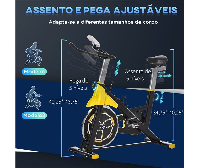 Bicicleta Estática Aço e ABS HOMCOM Preto/ amarelo