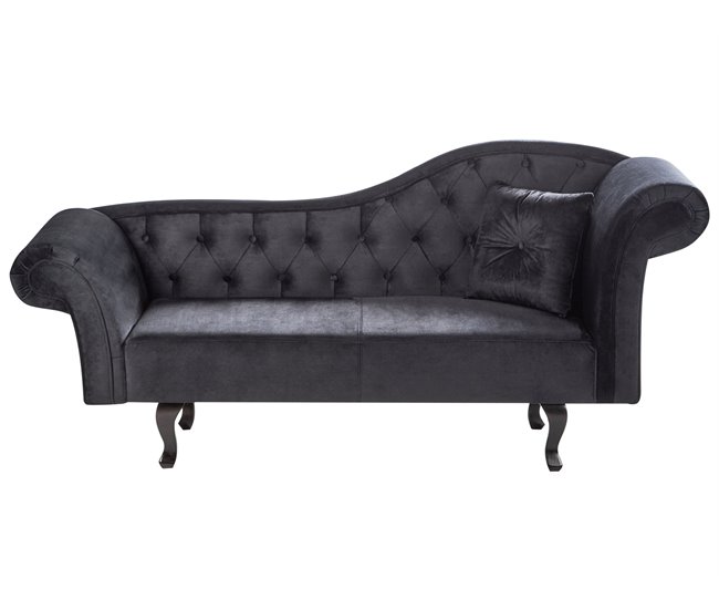 Beliani Chaise longue versão à direita Veludo LATTES Preto
