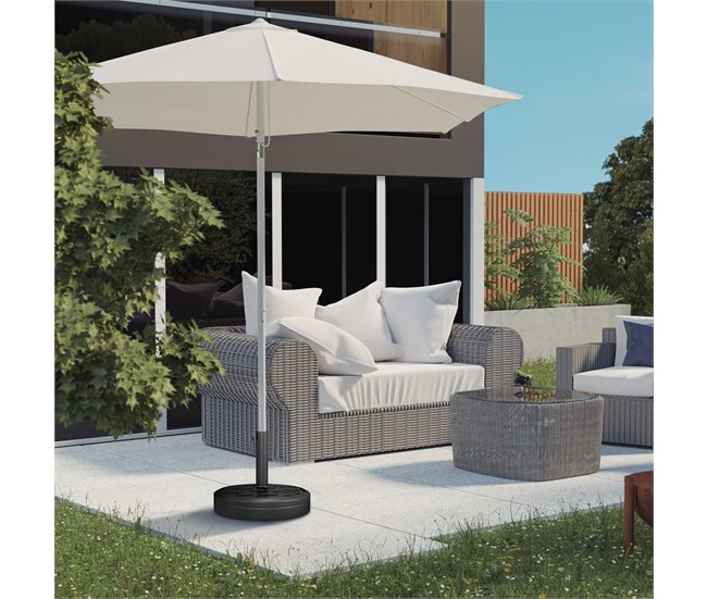 Base Chapéu de Sol HDPE, concreto, aço Outsunny Preto