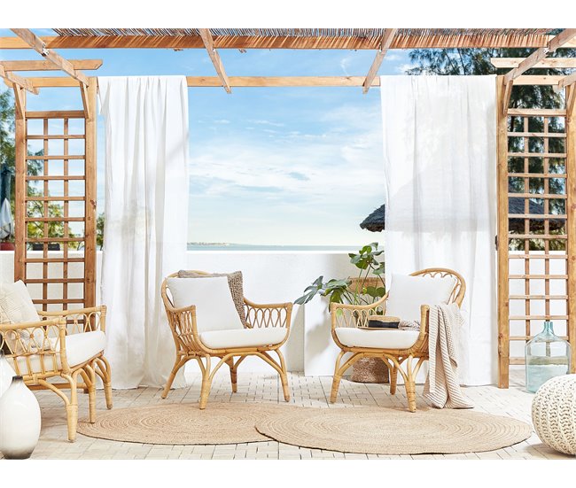 Beliani Conjunto lounge Rattan/vime SIBARI Bege