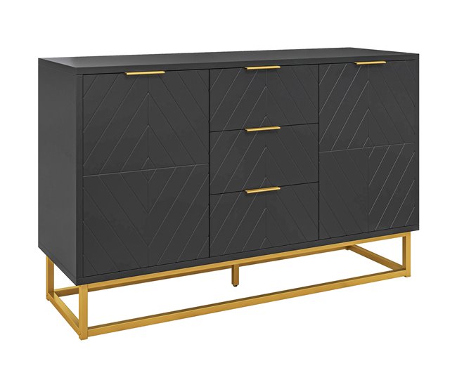 Aparador MDF e Metal HOMCOM, casa - móveis de armazenamento Preto